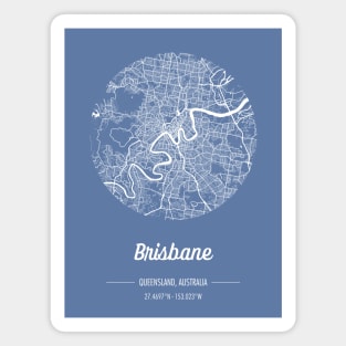 City map in blue: Brisbane, Queensland, Australia with retro vintage flair Magnet